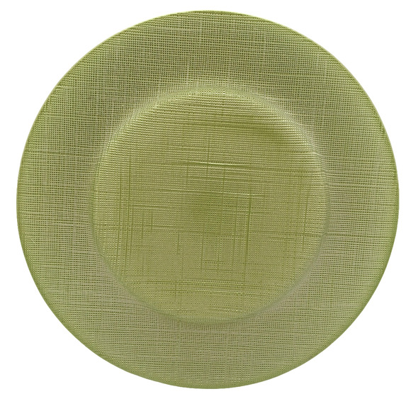 Bormioli Rocco Inca Green Glass Charger Plate 13” Decorative Weave Texture Italy - Picture 2 of 6